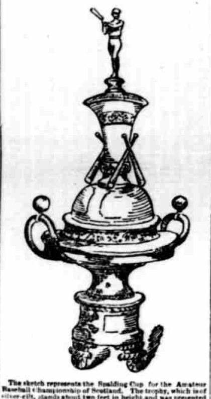 Sketch of the Spalding Scottish Baseball Cup. Edinburgh Evening News, 18 May 1891. Image created by the British Library Board. No known copyright holder.