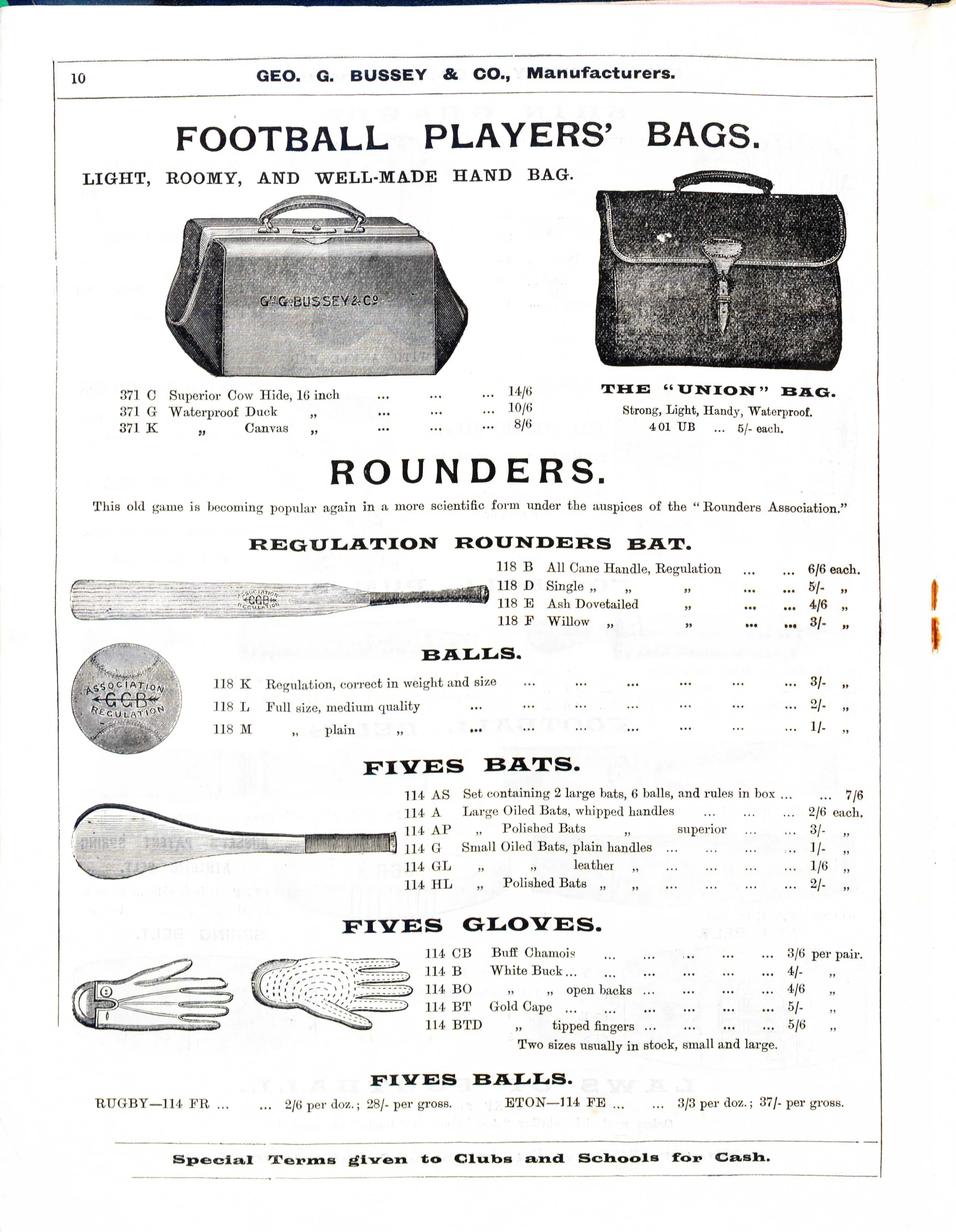 Listing for rounder equipment, Geo. G. Bussey, 1894/95 Winter Sports Catalogue. British Library. Author's own scan.