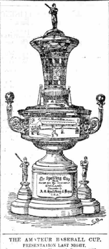 Sketch of the Spalding English Baseball Cup. Lancashire Evening Post, 12 May 1891. Image created by the British Library Board. No known copyright holder.