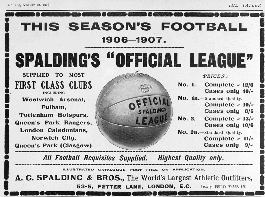 A.G. Spalding & Bros, Tatler, 22 August 1906.   Image created by the British Library Board. No known copyright holder.