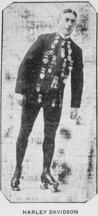 Harley Davidson, speed skater. Los Angeles Herald, 18 March 1906. Image created by the Library of Congress. Public domain.