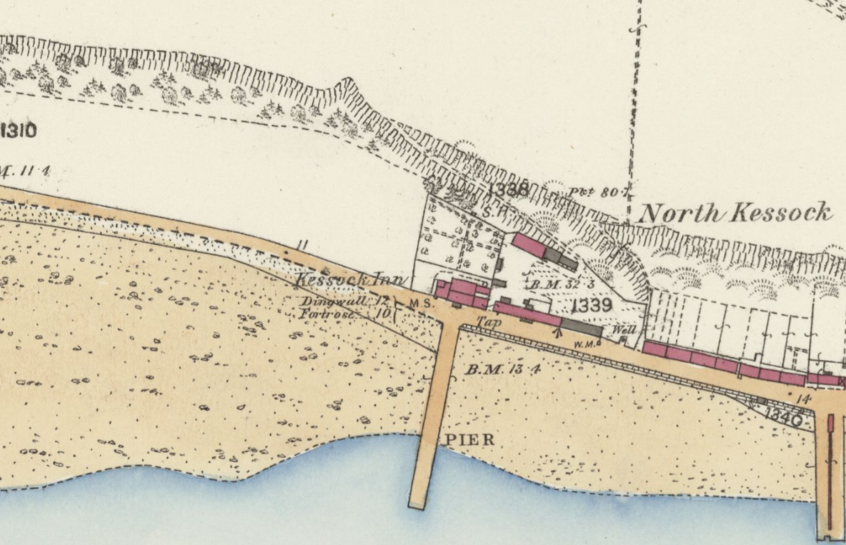 Within a grass field at the side of Kessock Inn. 1873 Ordnance Survey Map. Accessed at the National Library of Scotland: https://maps.nls.uk/os/.