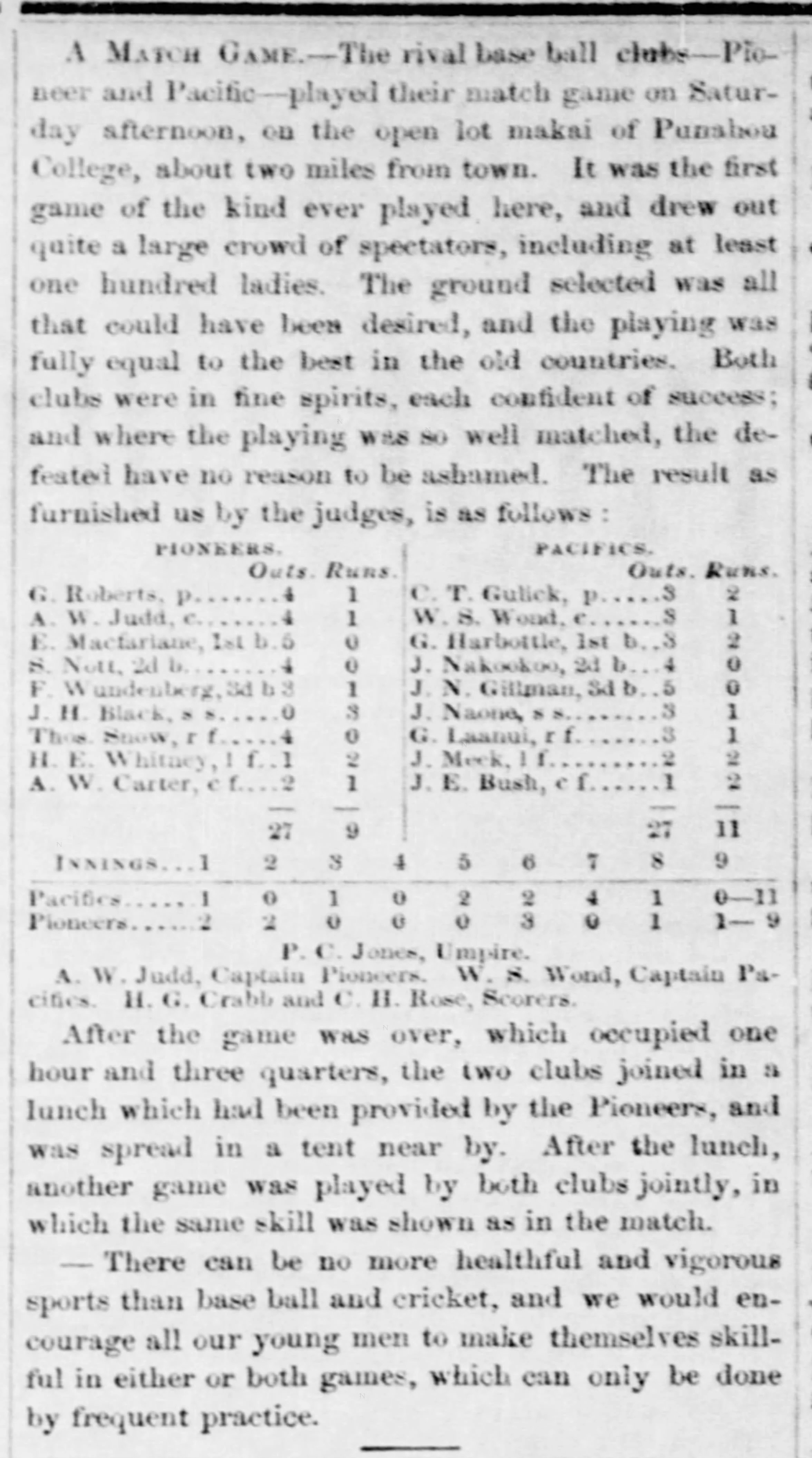 The Pioneers and the Pacifics. Pacific Commercial Advertiser (Honolulu, HW), 31 August 1867.  Image created by the Library of Congress. Public domain.