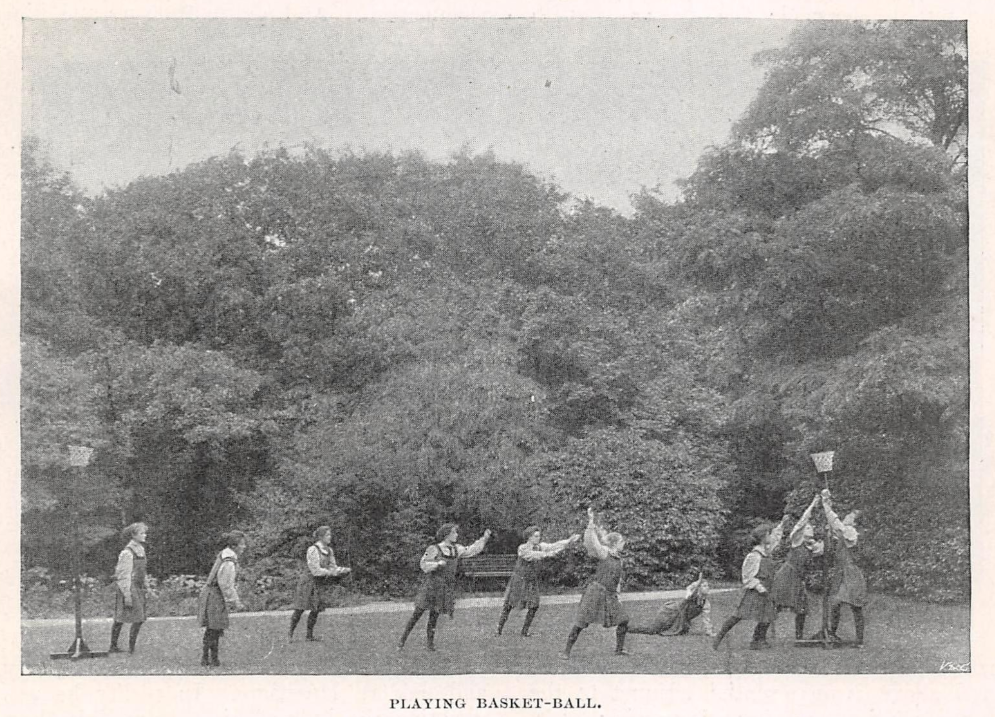 'Basket ball' at Dartford College, 1897. Windsor Magazine, October 1897. Image created by archive.org. Public domain.