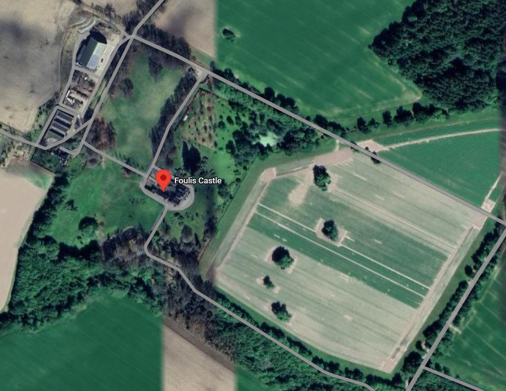 Site 3: the lawns of Foulis Castle. Google Maps.