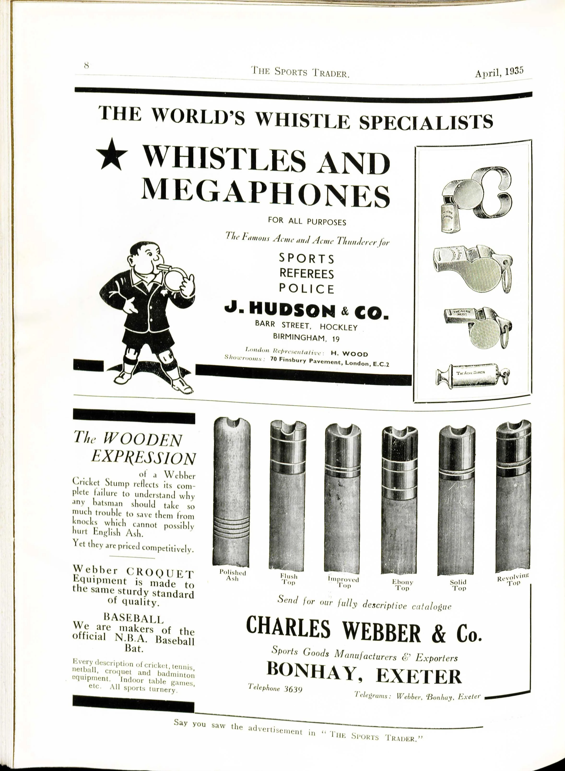 Charles Webbers & Co, The Sports Trader, April 1935. British Library. Author's own scan.