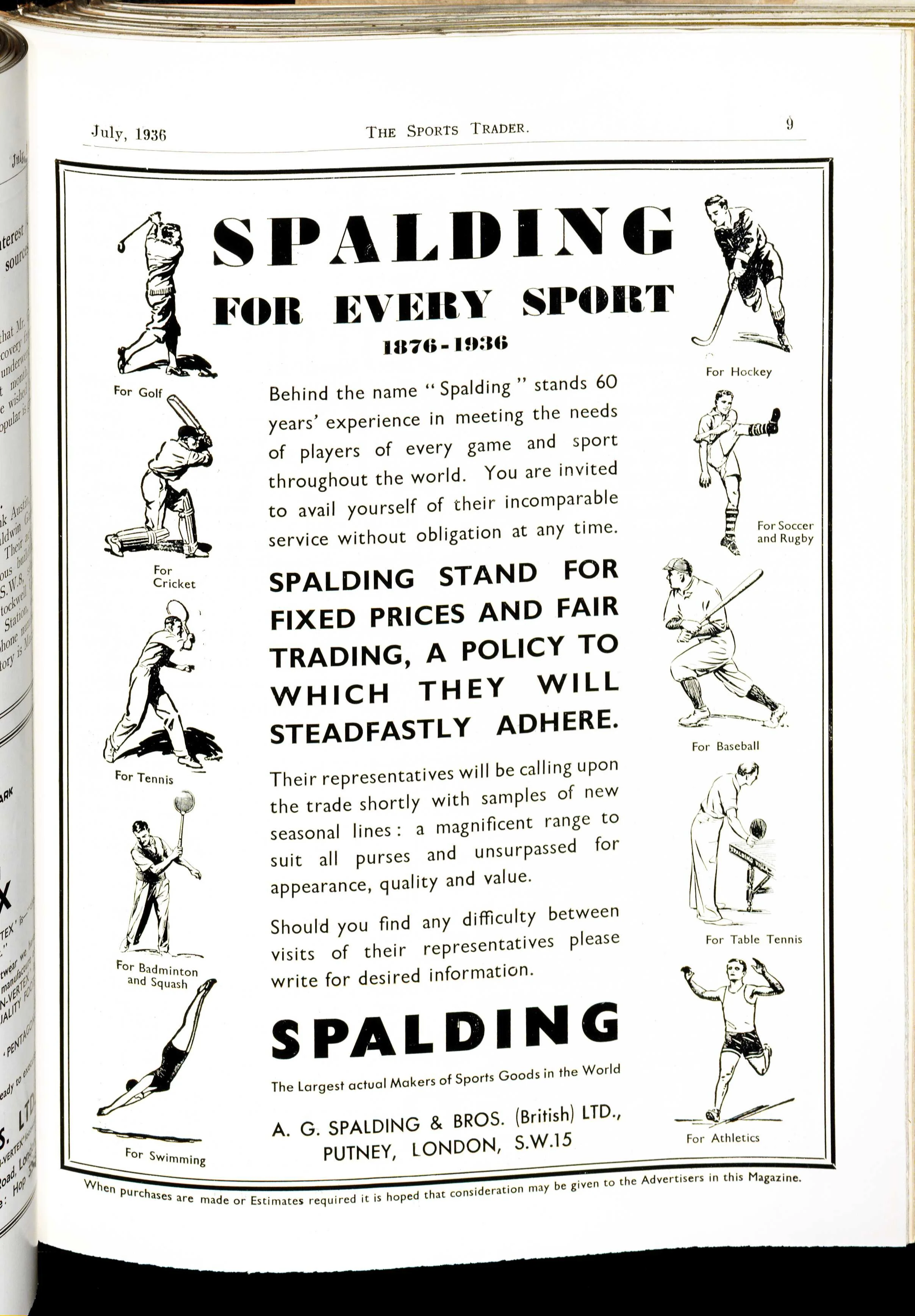 Spalding Company, The Sports Trader, July 1936. British Library. Author's own scan.