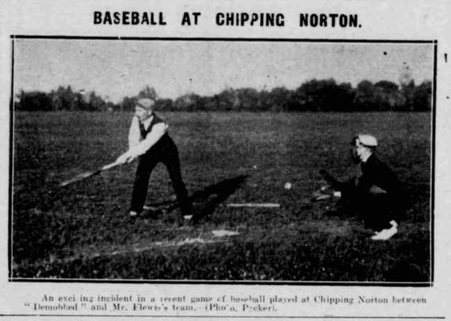 Baseball at Chipping Norton, Fred Lewis Nine versus Demobbed Nine. Oxford Journal, 9 June 1920. Image created by British Library Board. Public domain.