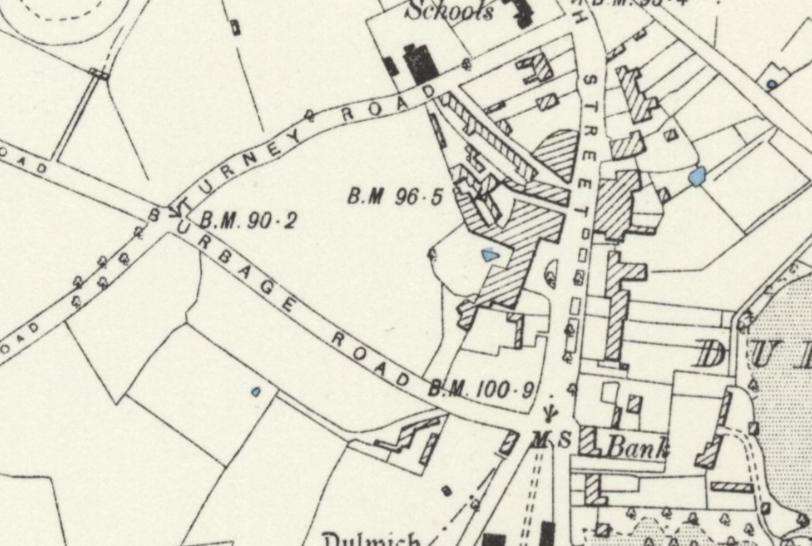Greyhound Inn cricket ground, Dulwich, 1896 Ordnance Survey Map. Library of Scotland. https://maps.nls.uk/os/. Public domain.