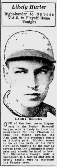 Larry Holden. Vancouver Sun, 11 August 1928. Image created by Google Newspapers Archive.