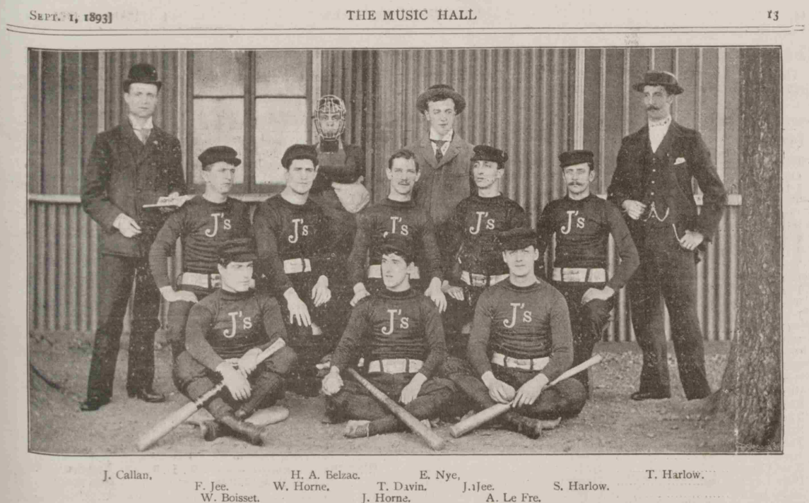 J's Baseball Club, Music Hall and Theatre Review, 1 September 1893. Image created by the British Library Board. No known copyright holder.