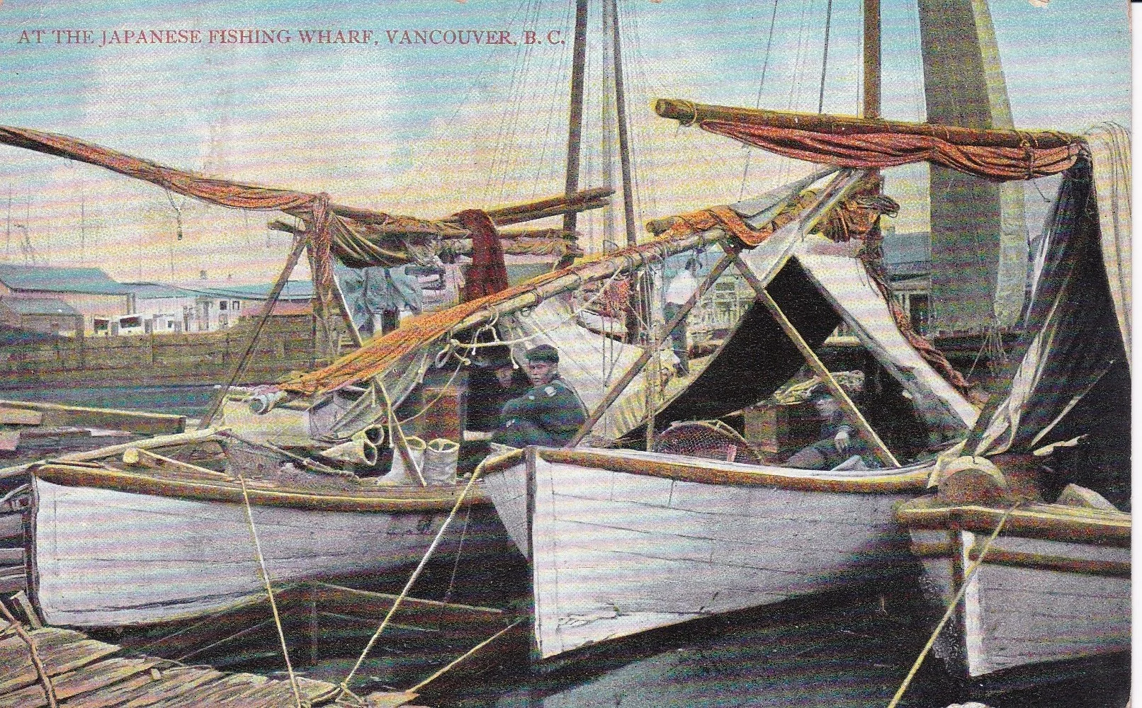 Japanese fishing boats, Vancouver BC, early 20th Century, postcard, author's own collection.