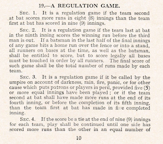 Rule 19.3, the cause of the controversy surrounding the Trojans' semi-final game against Formby. National Baseball Association Rule Book, 1938 edition. Author's own collection.