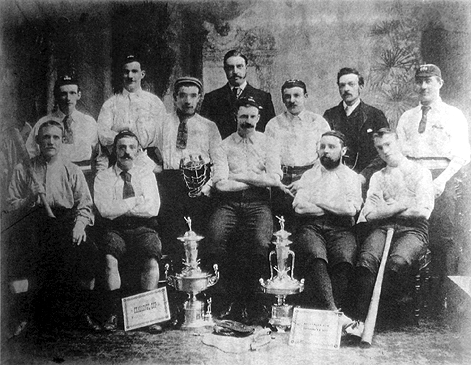 1892 National Championship-winning team Middlesbrough with the Spalding English and Cleveland Cups. Image courtesy of Project COBB.