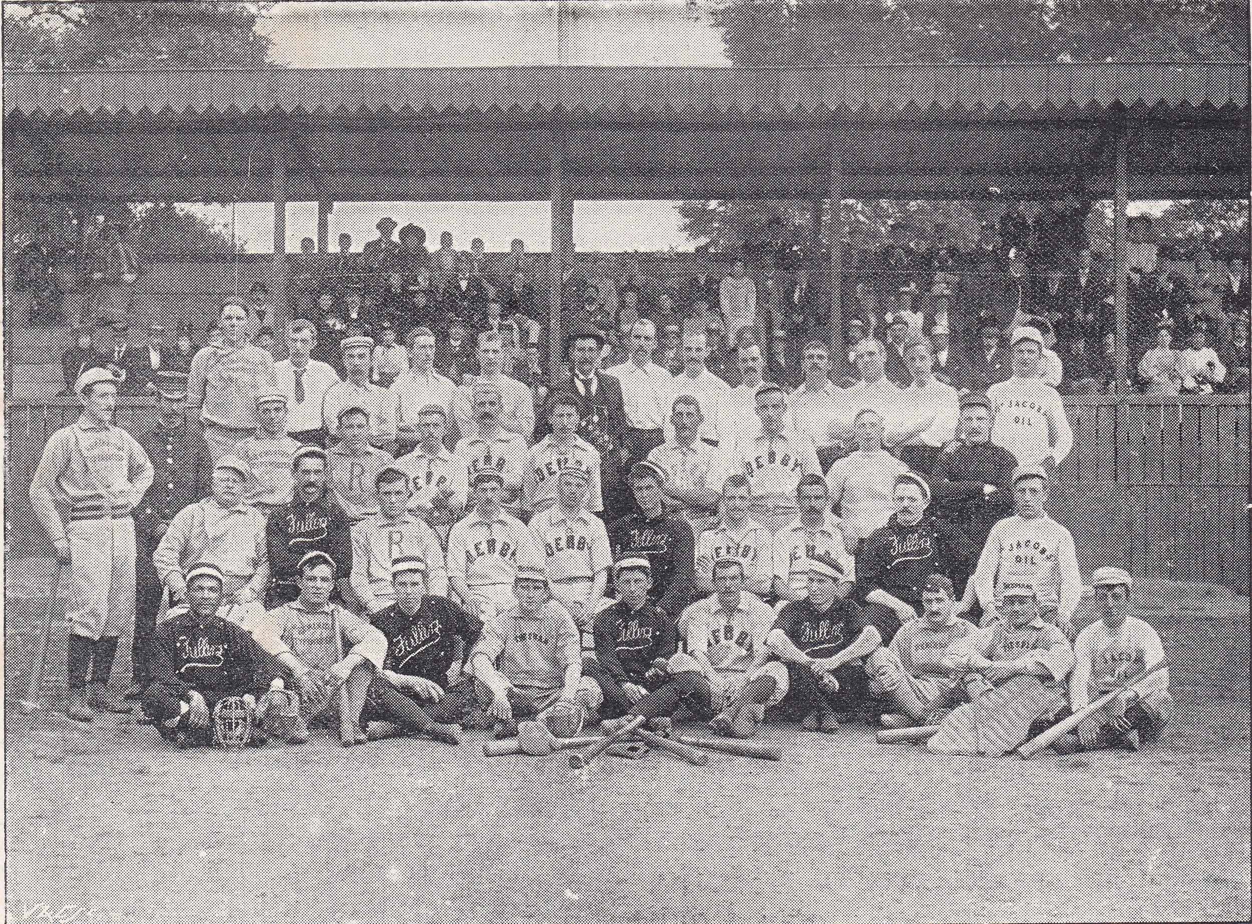 Teams of the 1895 London Baseball Association season and the Derby Baseball Team, Windsor Magazine, November 1895. Author's own collection.