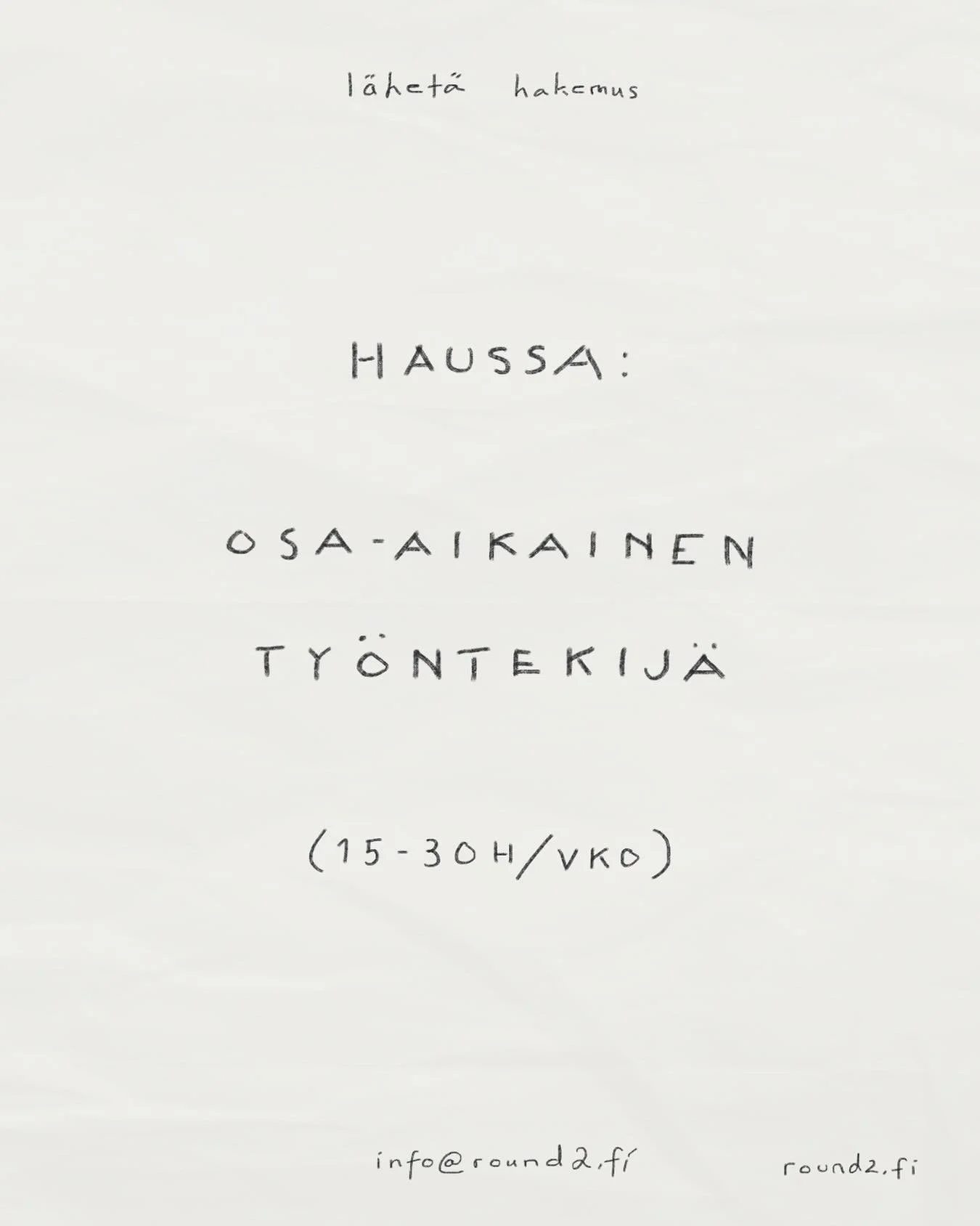 roundille etsit&auml;&auml;n ty&ouml;ntekij&auml;&auml;! 

t&ouml;it&auml; 15 &ndash; 30h / viikossa

ty&ouml;teht&auml;viin kuuluu :

 &bull;  asiakaspalvelu + kassa
 &bull;  myym&auml;l&auml;n j&auml;rjestely + siivous
 &bull;  tuotteiden esillepan