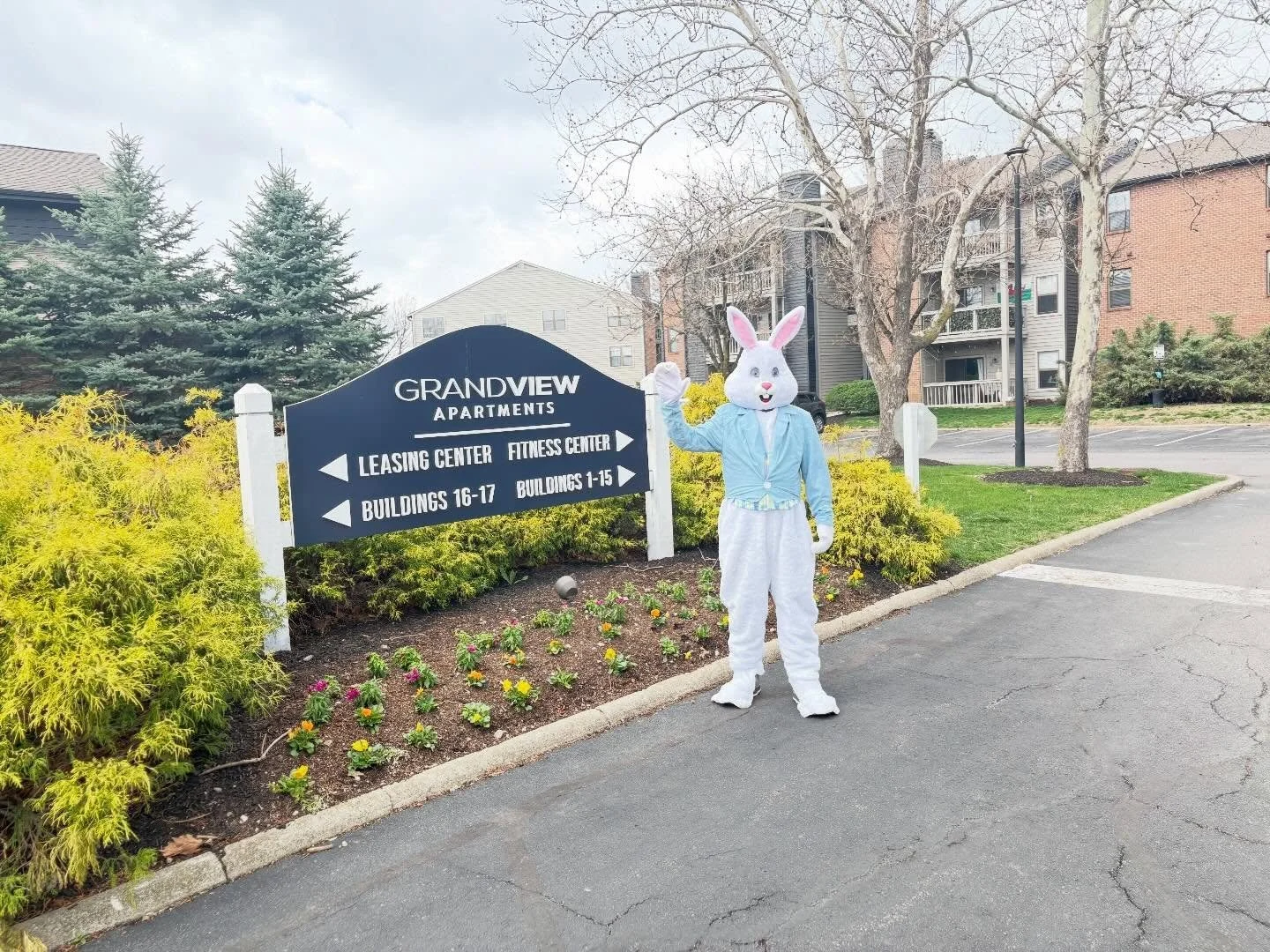 Things are hoppin&rsquo; at Grandview Apts today! 🐰 Stop by for pictures with the Easter Bunny!
