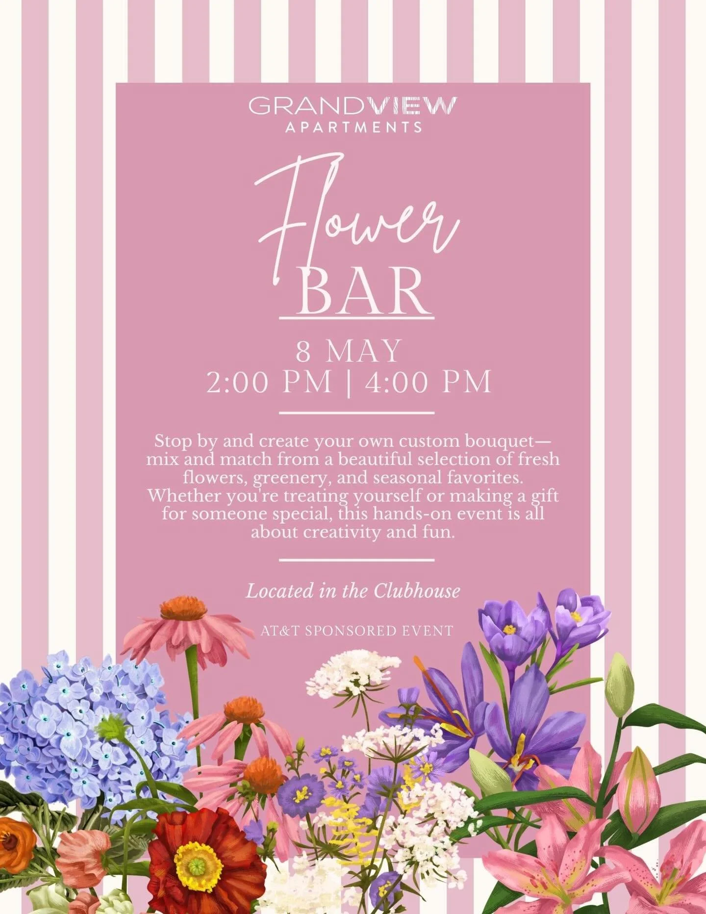 Flowers + friends = the perfect combo 💕💐
Pull up to the Flower Bar and build your own bouquet&mdash;cute, custom, and all yours 🌸
May 8 | 2&ndash;4 PM