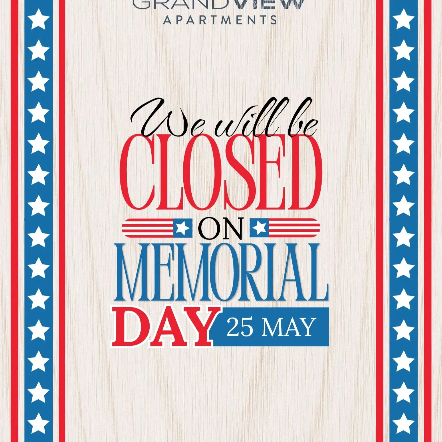 Friendly Reminder: Our office will be closed on Monday, May 25 for Memorial Day! ☀️🌭🎆

Wishing everyone a safe, fun, and relaxing holiday weekend! ❤️🤍💙