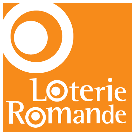 Orange logo for Loterie Romande with white text and circular design elements.