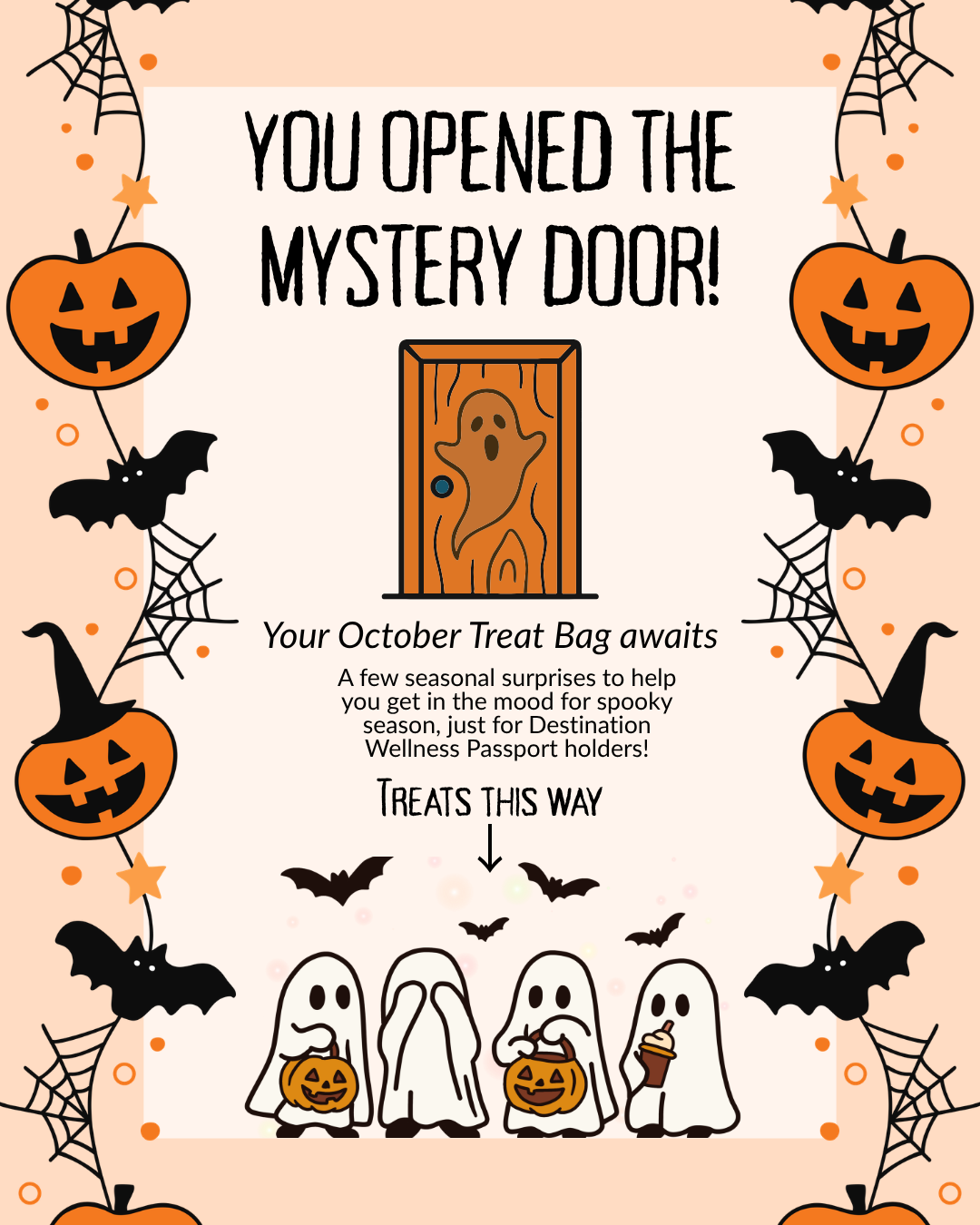 October Destination Wellness Passport digital treat bag graphic with seasonal surprises