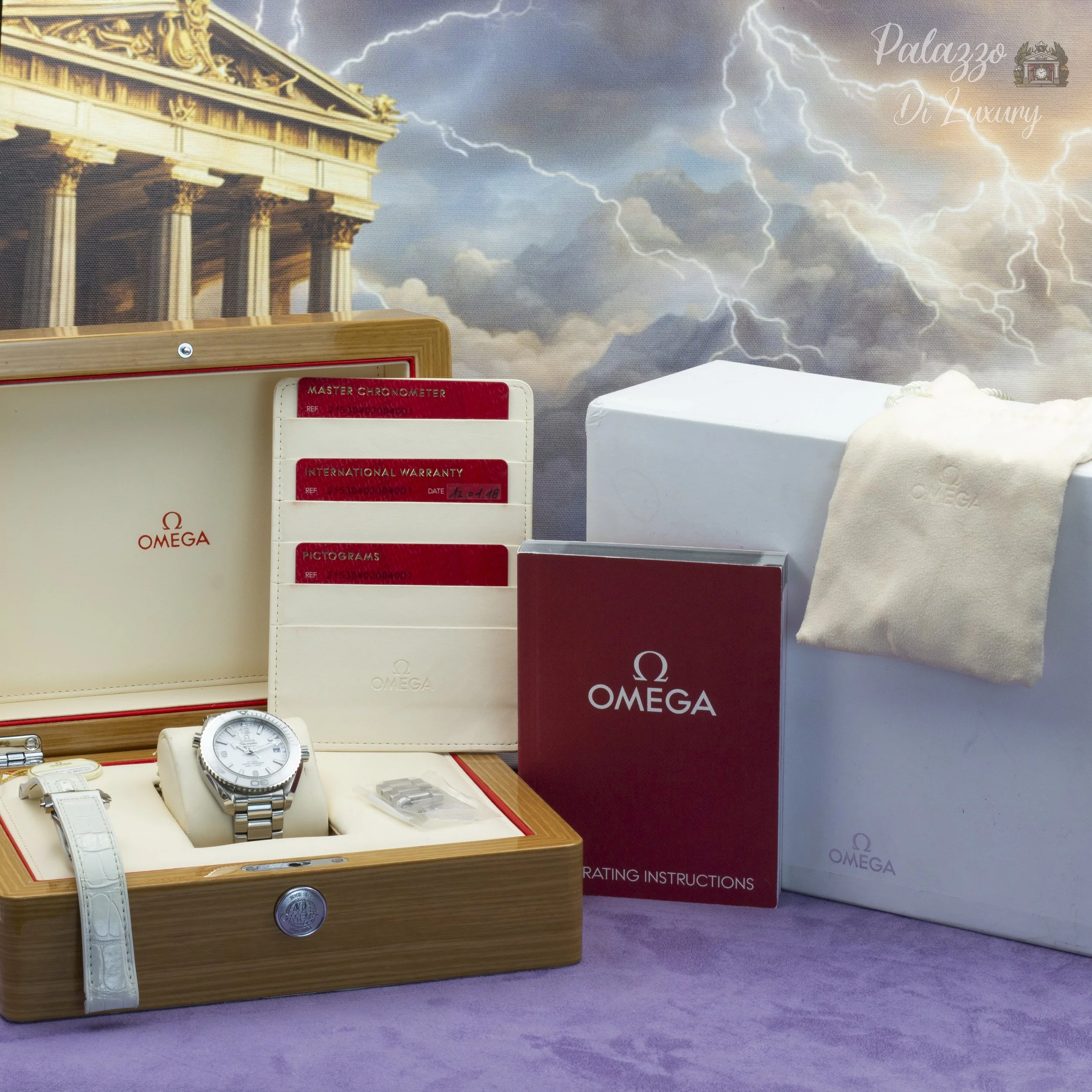 Omega Seamaster Planet Ocean 600m 215.30.40.20.04.001 White Ceramic Dial - Available at Palazzo Di Luxury Jersey City NJ
