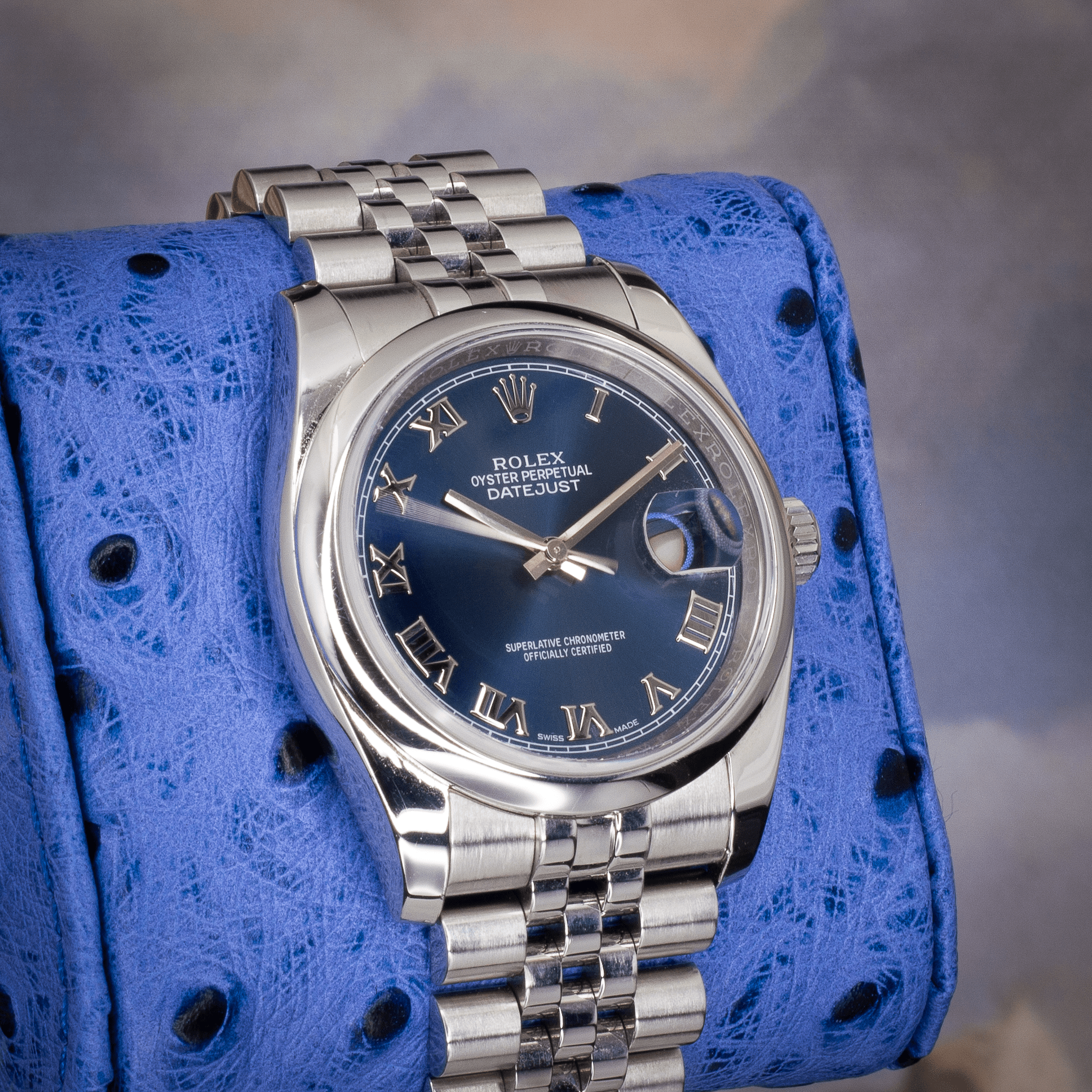 Rolex Datejust 36 Blue Roman Dial 116200 - Available at Palazzo Di Luxury Jersey City NJ