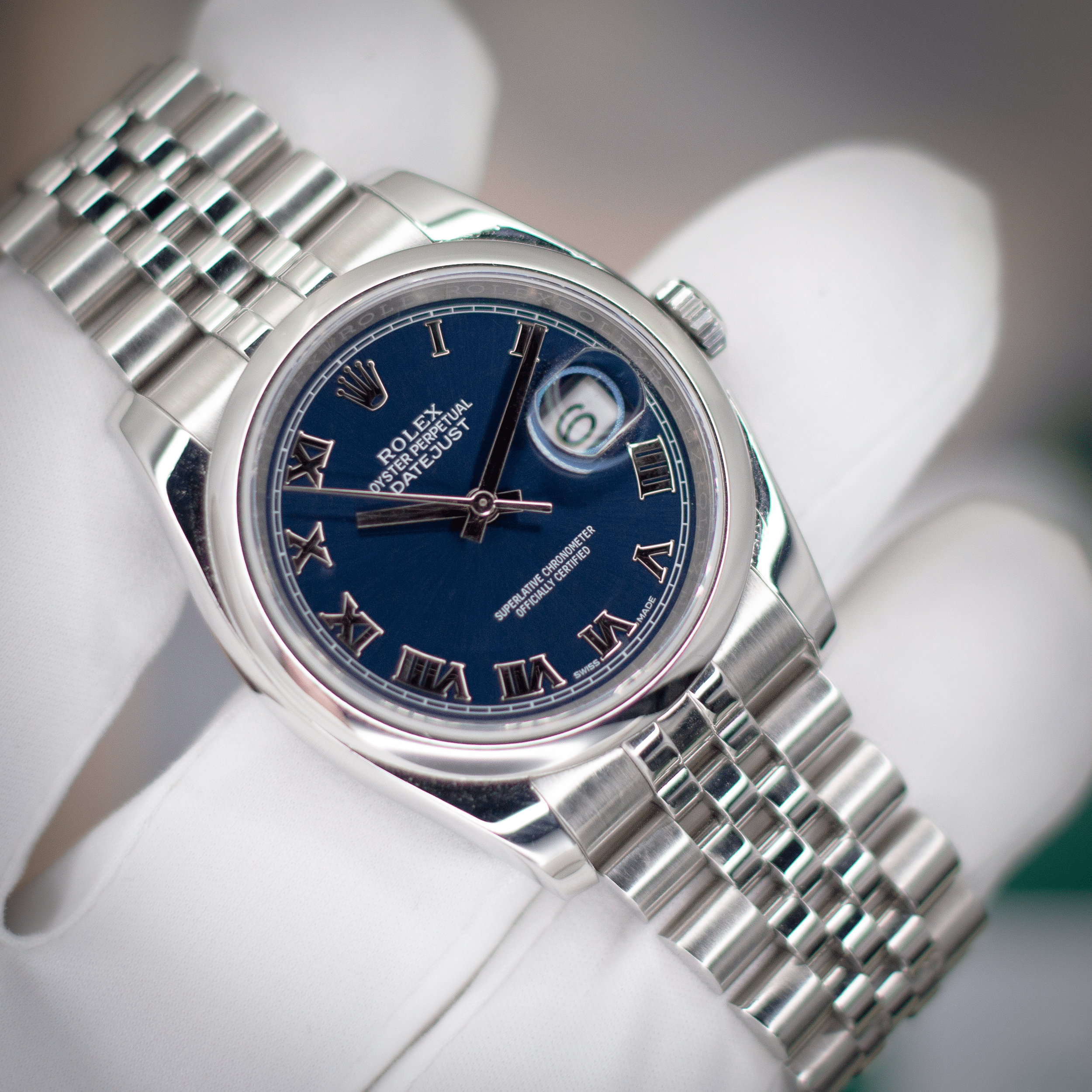 Rolex Datejust 36 Blue Roman Dial 116200 - Available at Palazzo Di Luxury Jersey City NJ