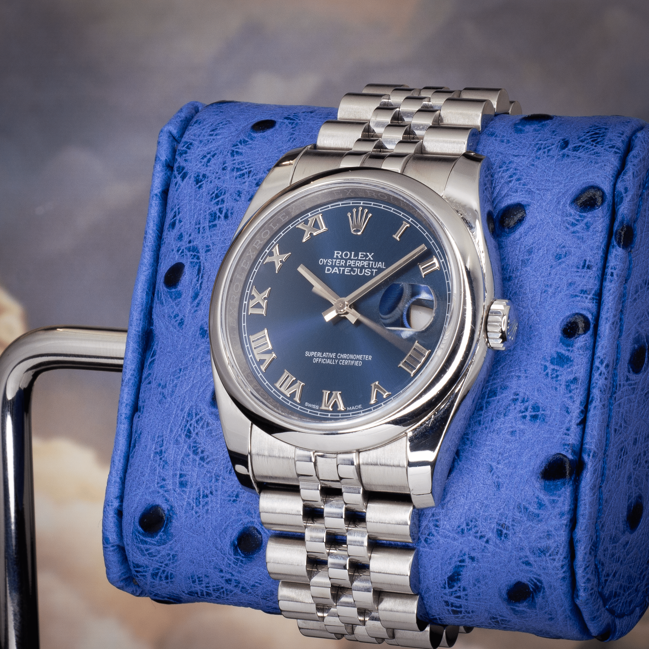 Rolex Datejust 36 Blue Roman Dial 116200 - Available at Palazzo Di Luxury Jersey City NJ