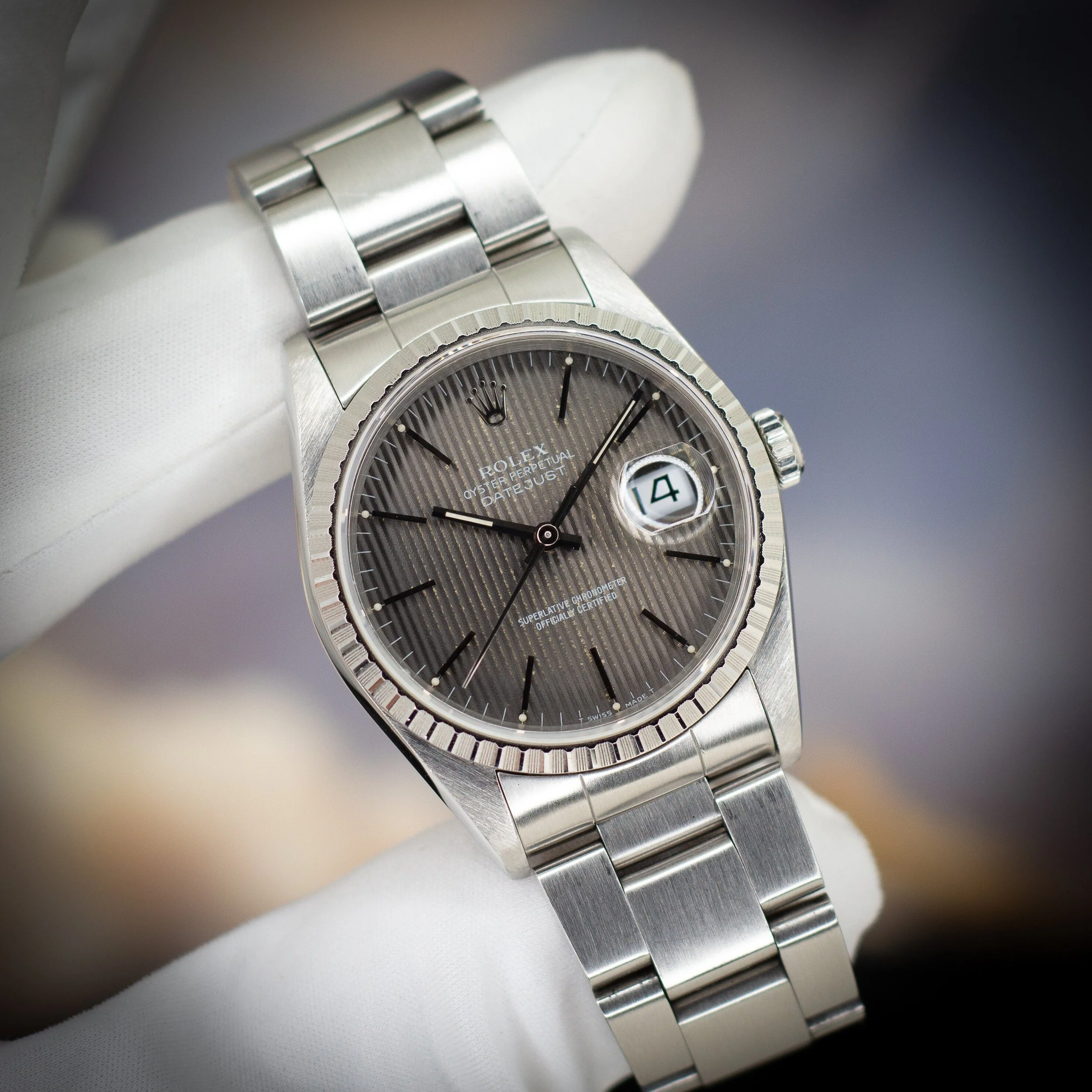 Rolex Datejust 16200 Gray Tapestry Dial – Oyster Bracelet - Available at Palazzo Di Luxury Jersey City NJ