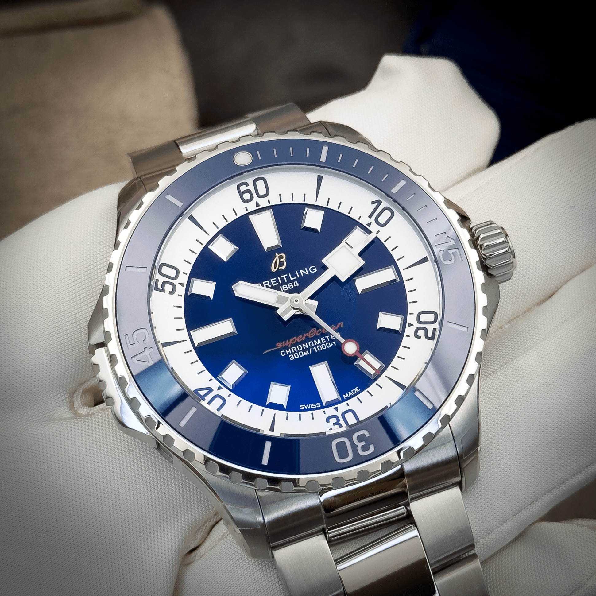 Breitling Superocean 46 A17378E71C1A1 Blue Dial - Available at Palazzo Di Luxury Jersey City NJ