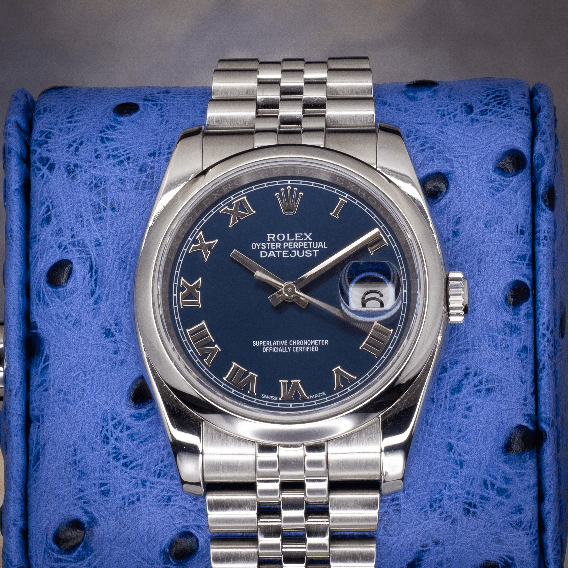 Rolex Datejust 36 Blue Roman Dial 116200 - Available at Palazzo Di Luxury Jersey City NJ
