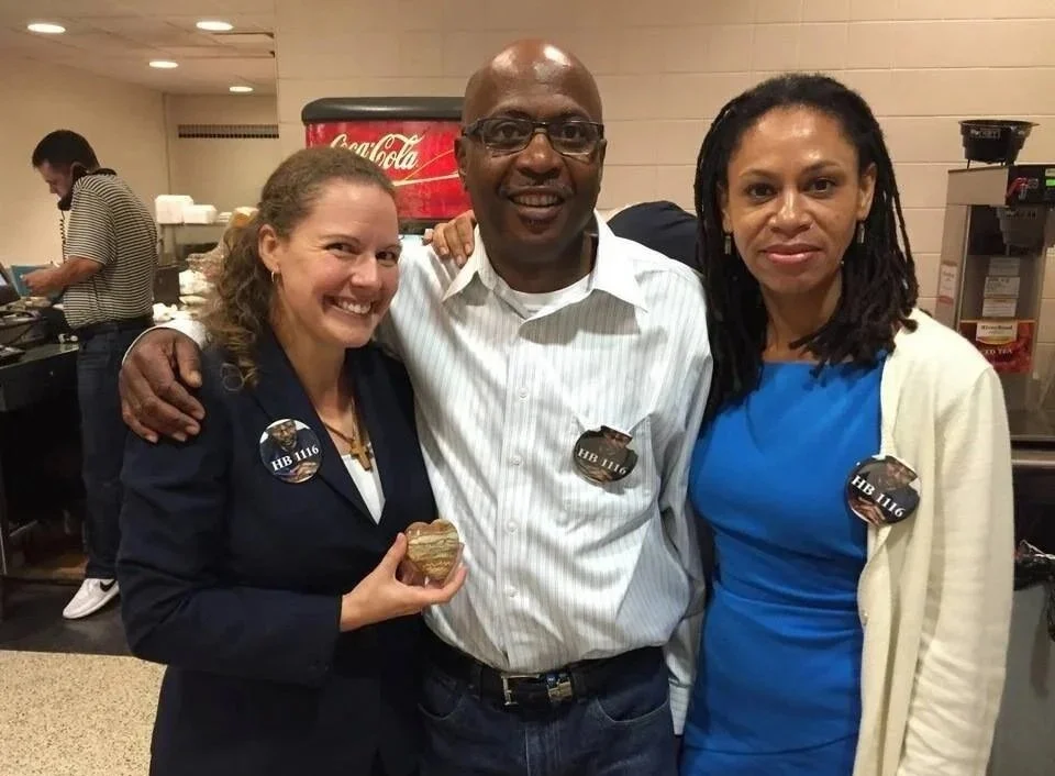 JT with friends and fellow advocates Alison McCrary and Andrea Armstrong, 2016