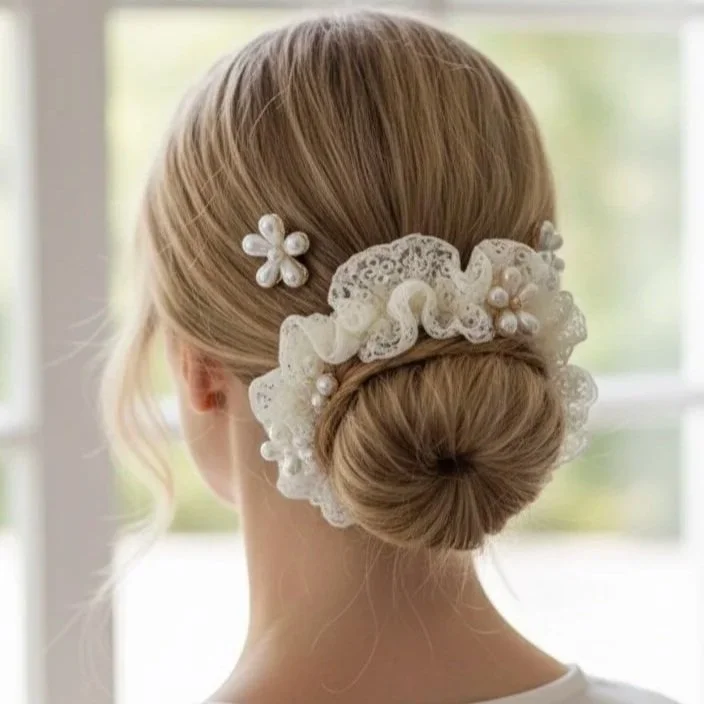 Vintage Inspired Romantic Eyelet Lace Scrunchie