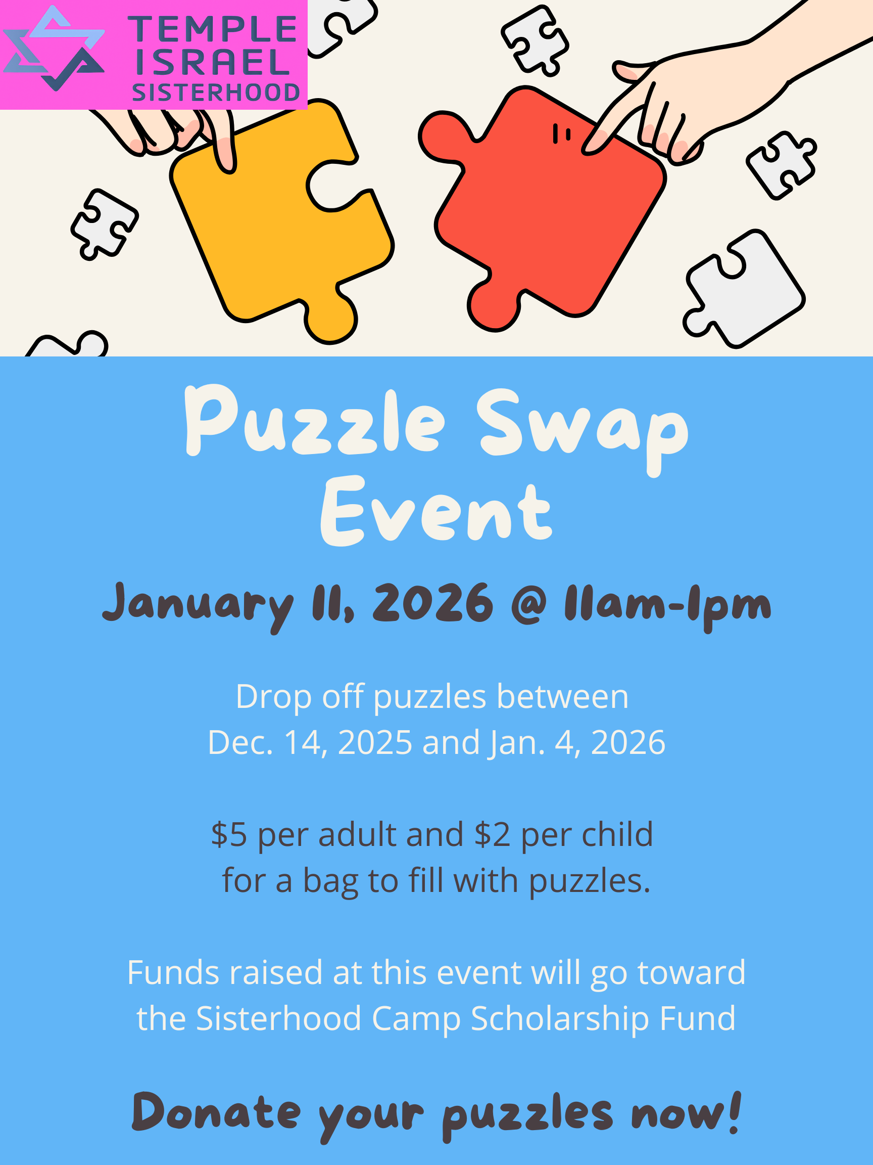 Temple Israel - Puzzle Swap Event