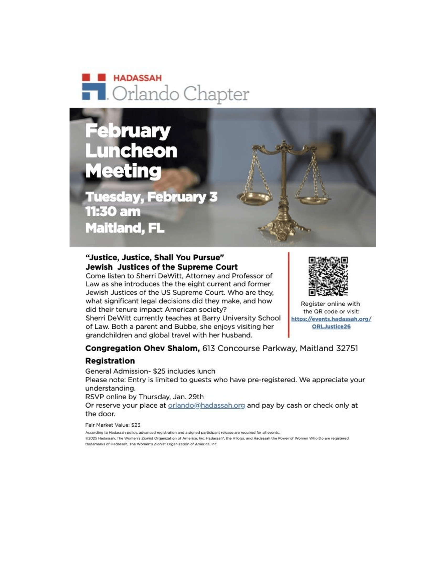 Orlando Hadassah Luncheon Meeting, Jewish Justices of the Supreme Court