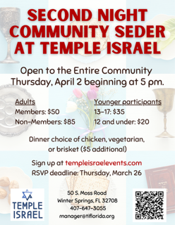 Temple Israel's Annual Community 2nd Night Seder