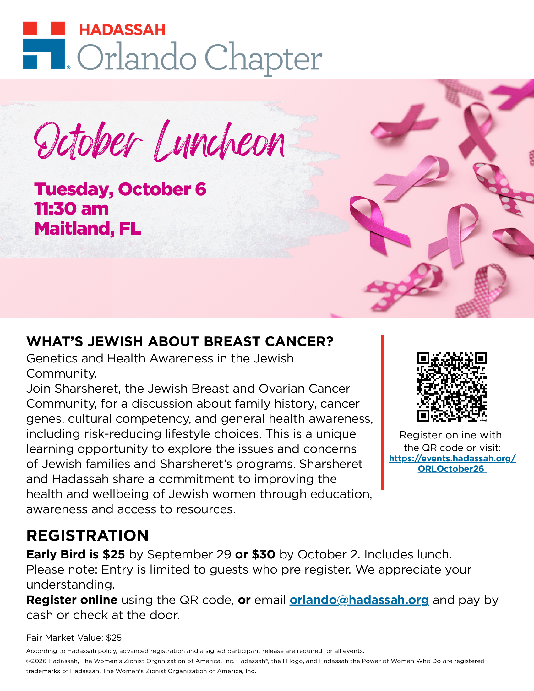 Orlando Hadassah October Meeting and Luncheon
