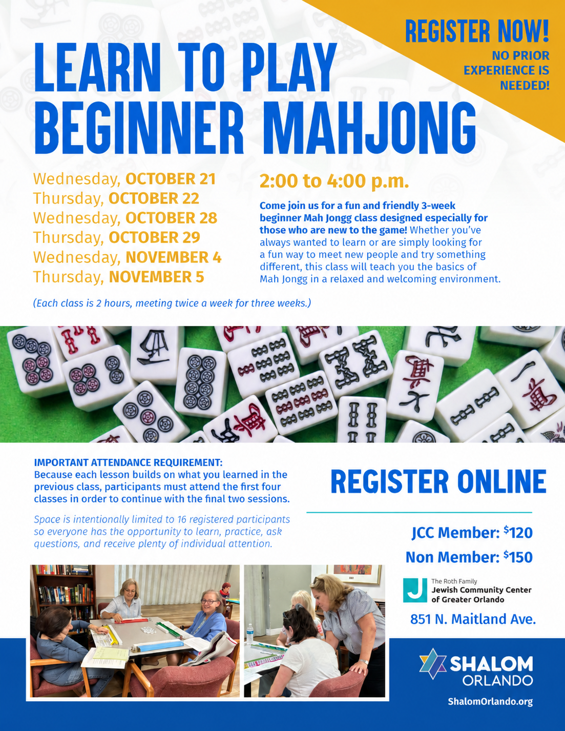 Beginner Maj Lessons at Shalom Orlando 