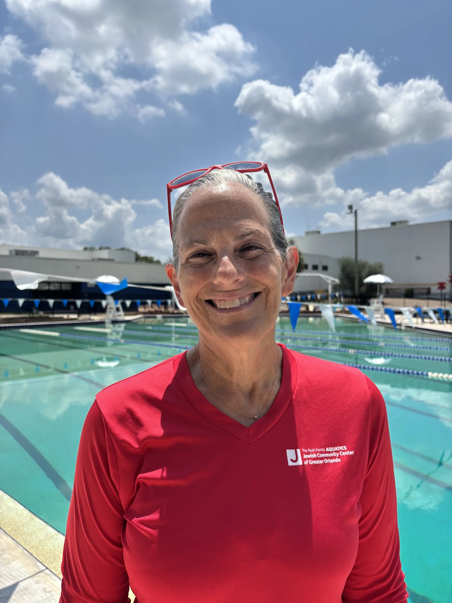 A water fitness class in the heated pool at Shalom Orlando