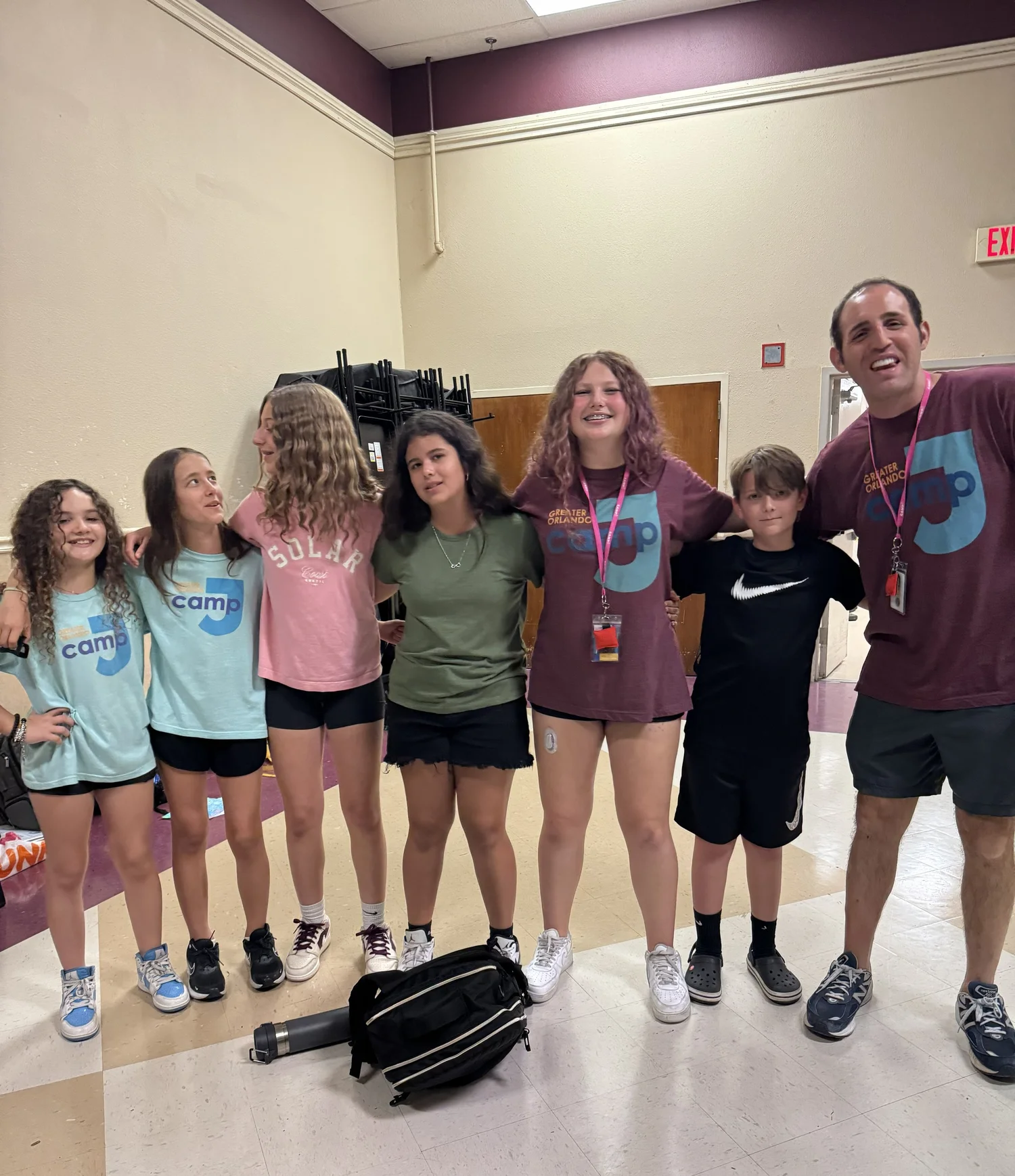 Campers and their counselor at Camp J
