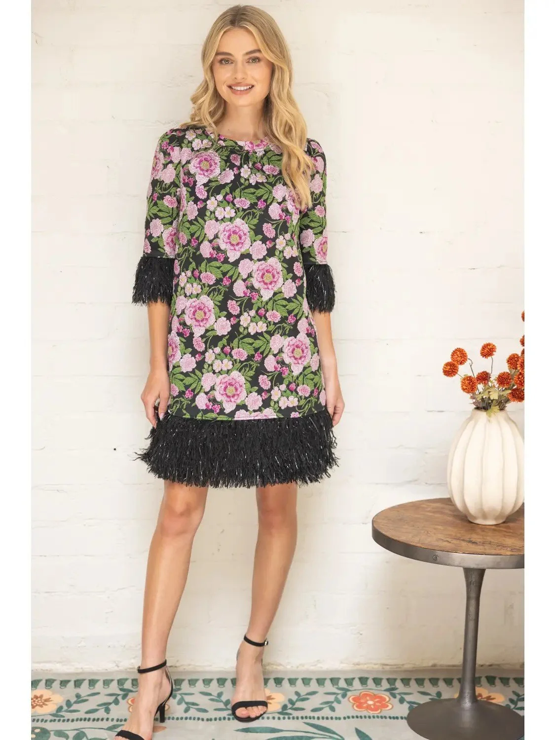 Ostrich  Feather Trimmed Dress
