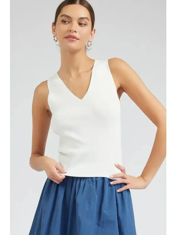 White Sweater Tank Top