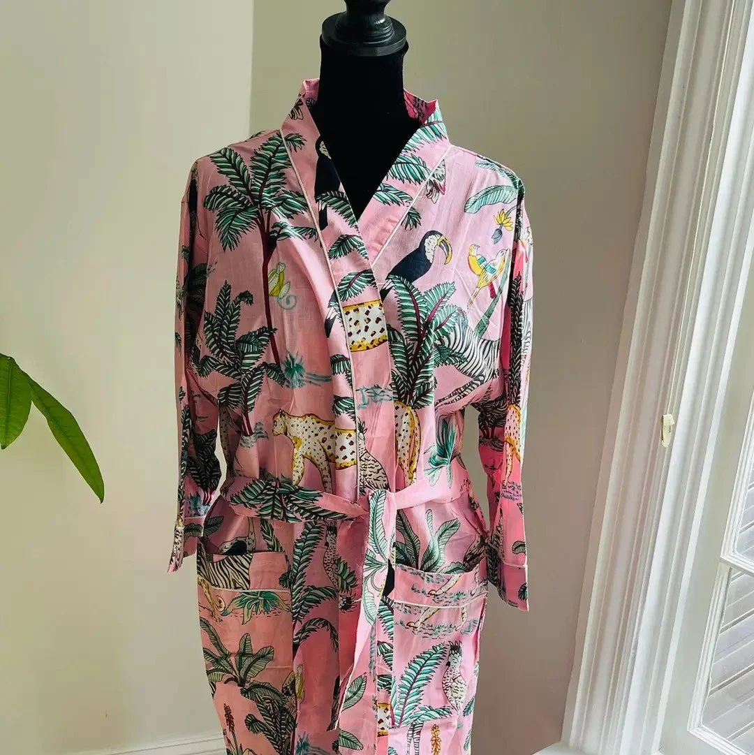 Pink Jungle Kimono Robe