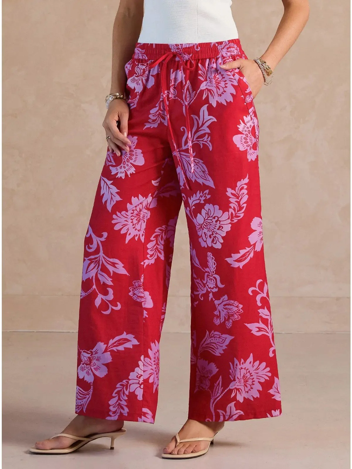 Funky Floral Pants with Elastic Waist