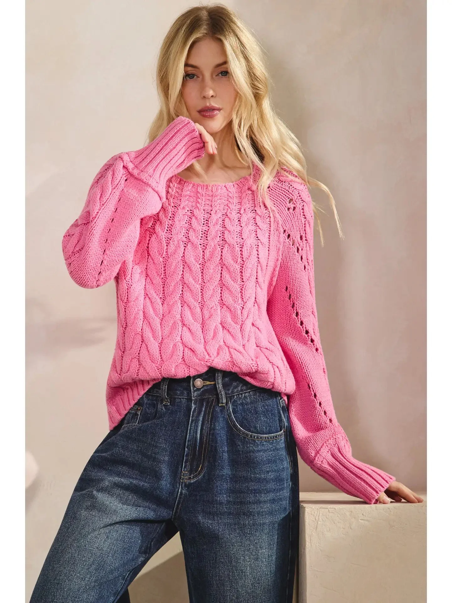Pink Cable Sweater
