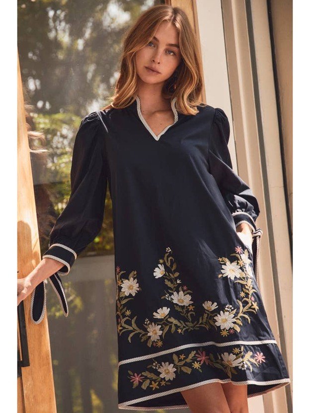 Navy Floral Dress