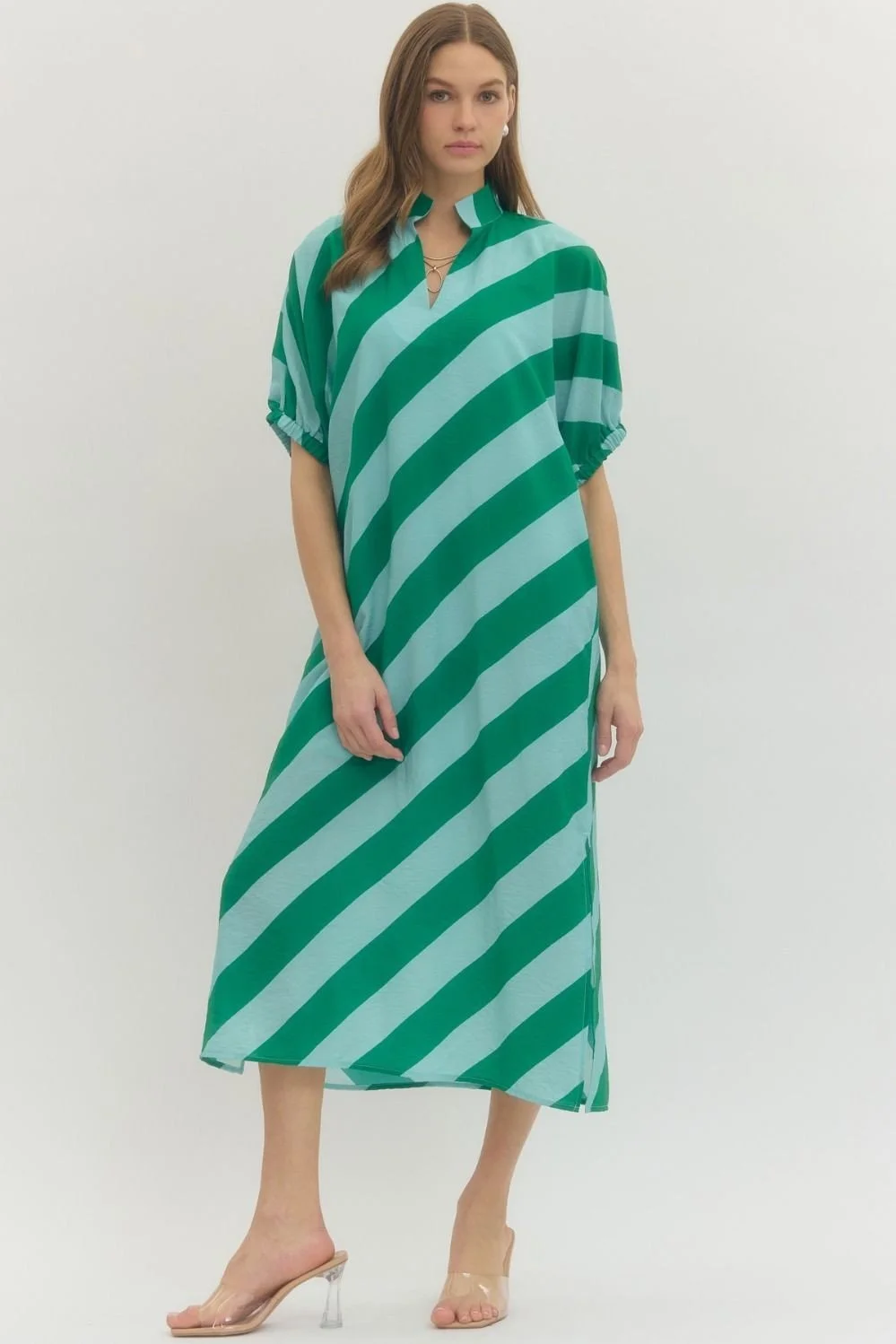 Anna Seafoam Green Stripe Maxi