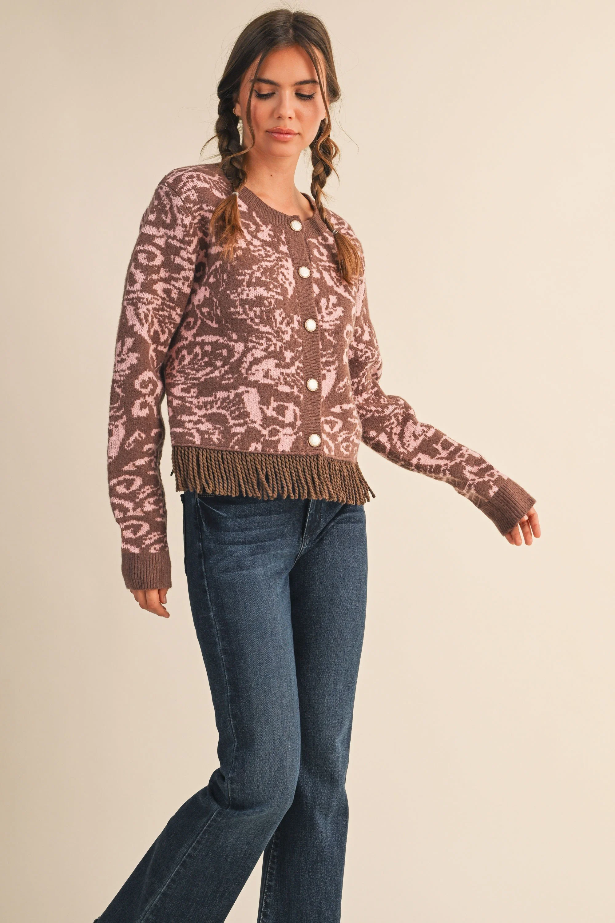Carmel/Pink Fringe Sweater