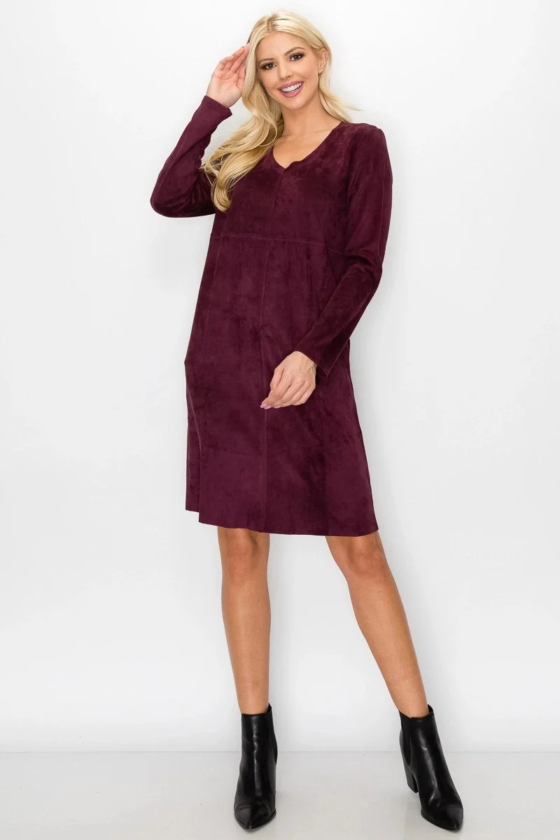Wine Suede Dress